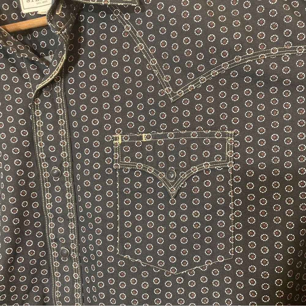 Stetson Men's Western Long Sleeve Button-Up Shirt Snaps Logo Geo 2XL - Picture 4 of 11